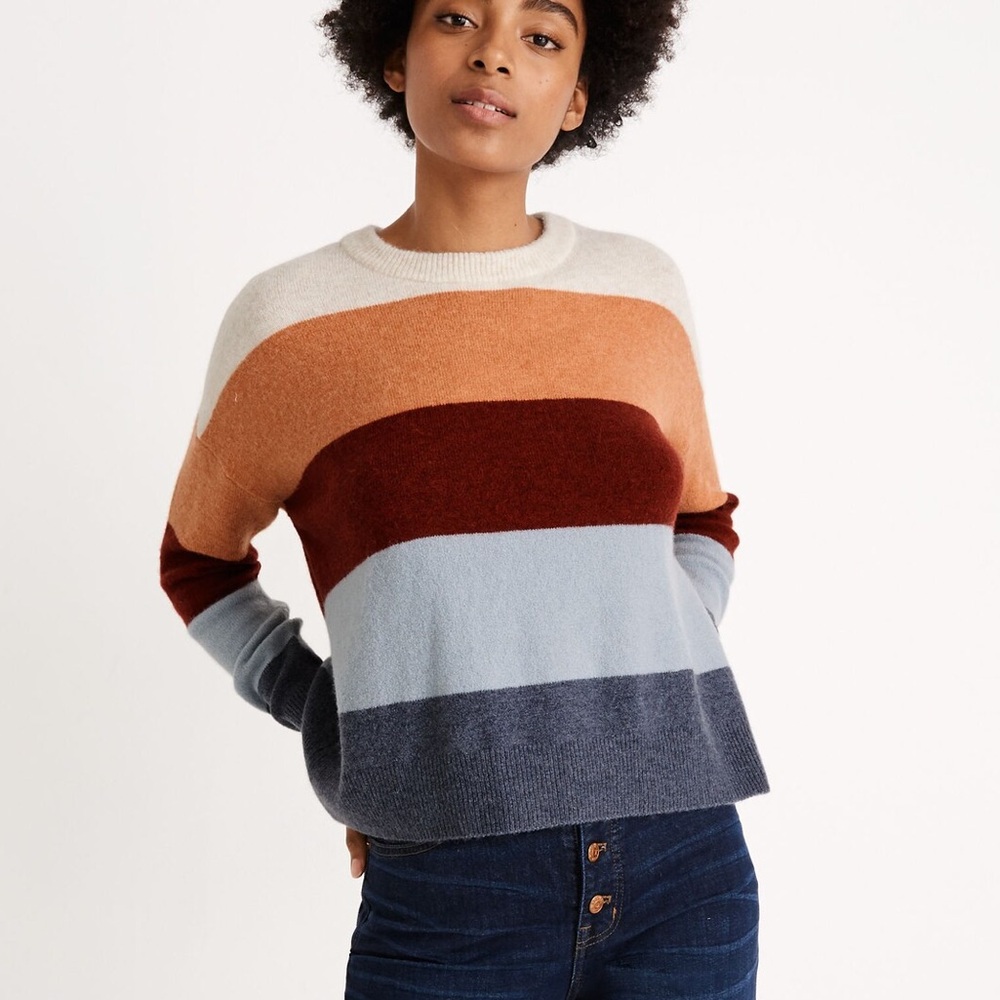 Madewell Crofton Striped Pullover Sweater in Coziest Yarn